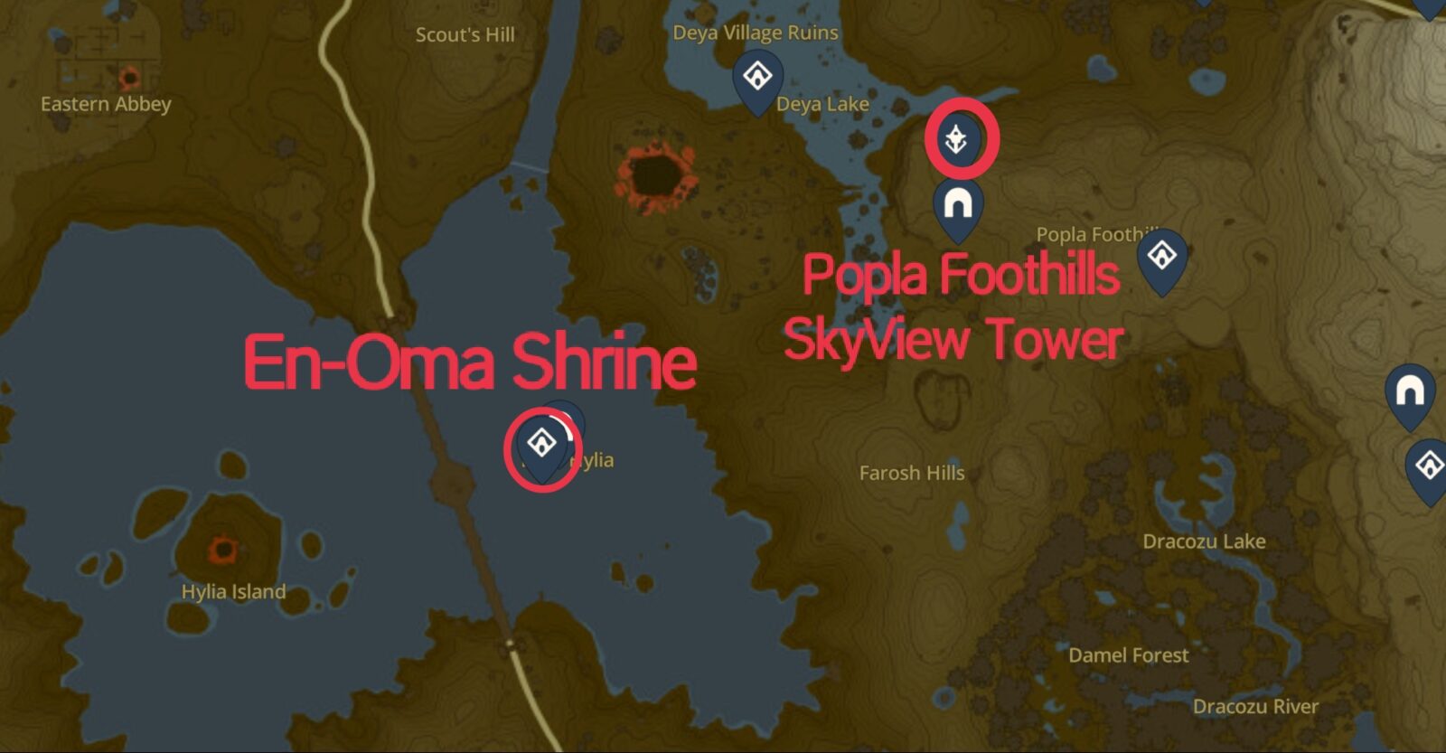 Posizione del Santuario En-Oma in Zelda TotK