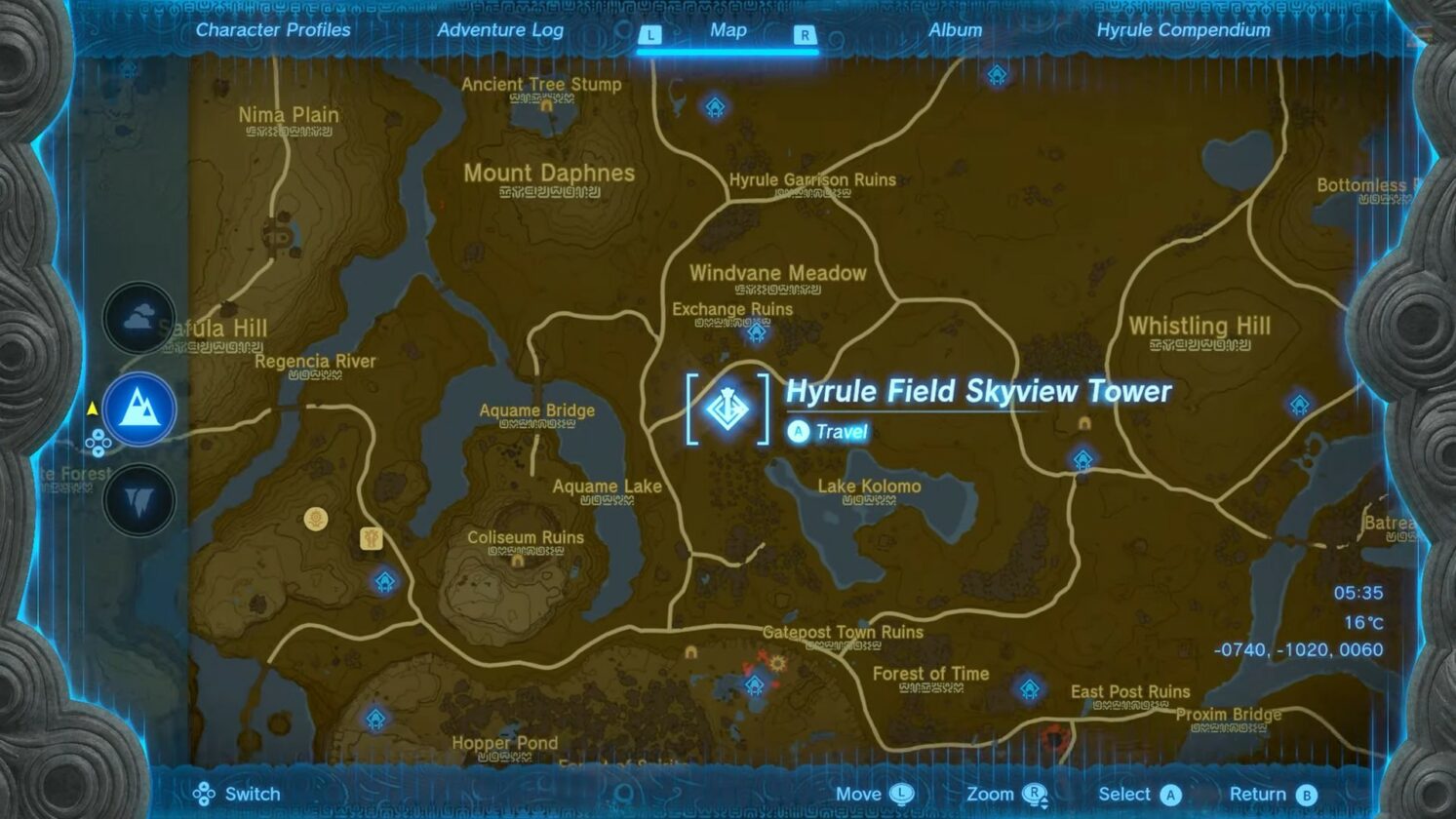 Posizione della Hyrule Field Skyview Tower in Zelda TotK