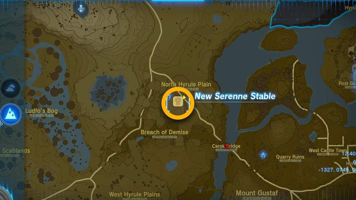 Posizione della missione Sogni trainati da cavalli in Lacrime del regno