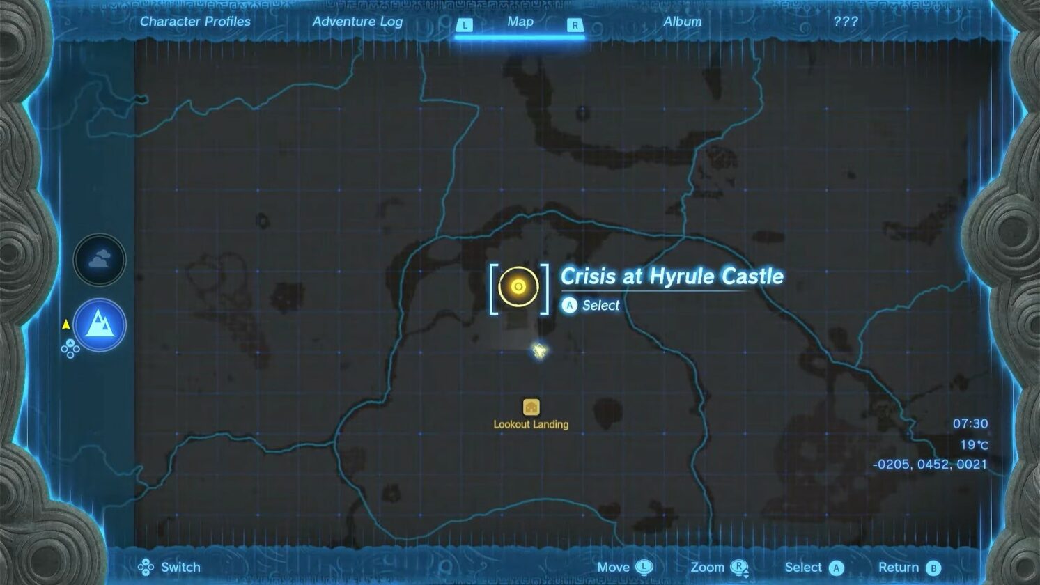 La posizione e le coordinate del Capitano Hoz in Lacrime del Regno