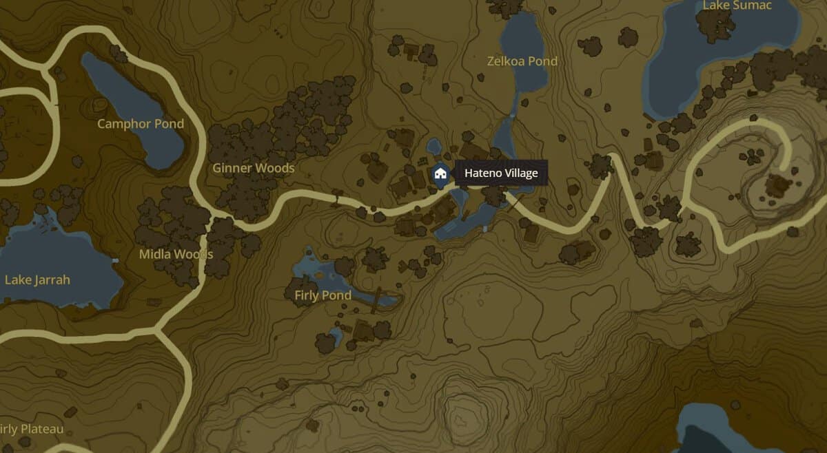 Posizione del villaggio di Hateno in Zelda TotK