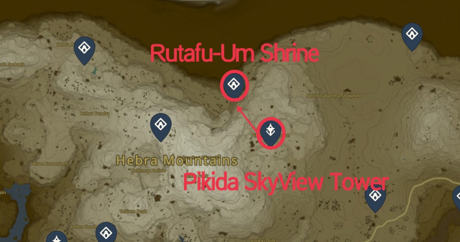Posizione del Santuario Rutafu-Um in Zelda TotK