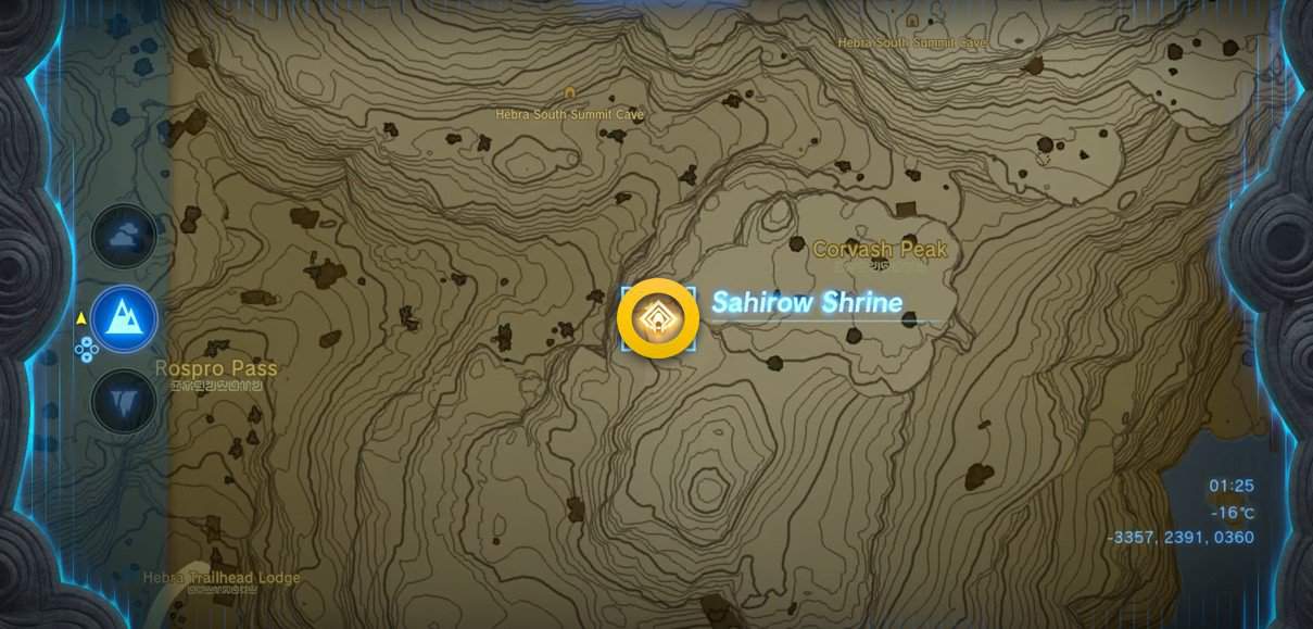 Posizione sulla mappa del Santuario di Sahirow in Lacrime del Regno