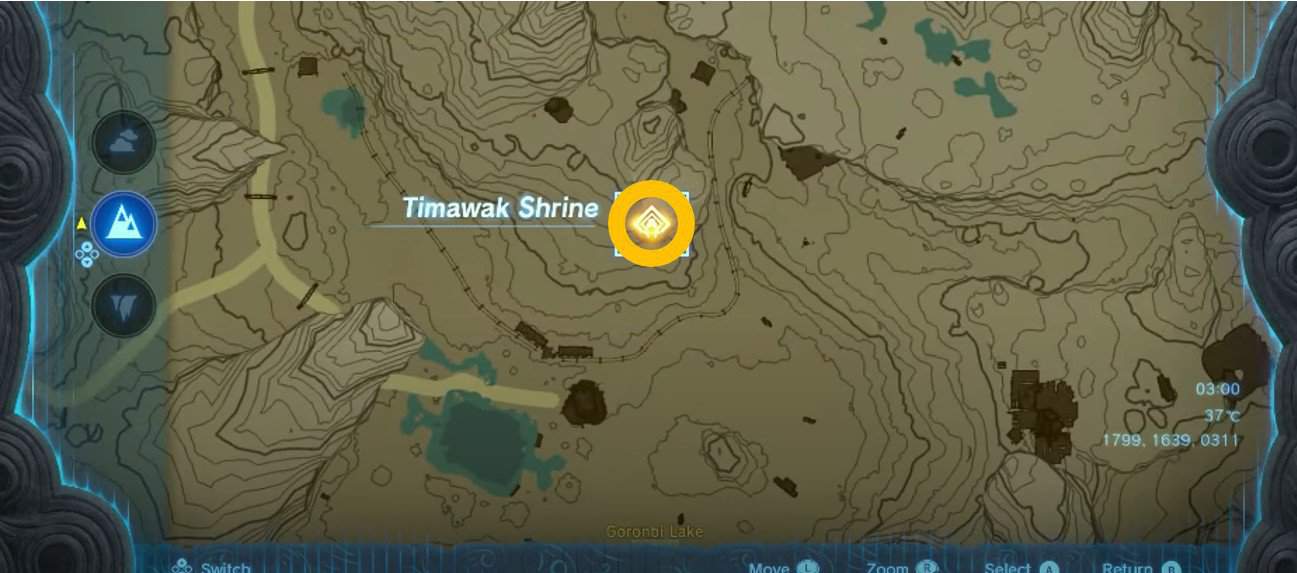 Posizione sulla mappa del Santuario di Timawak in Lacrime del Regno