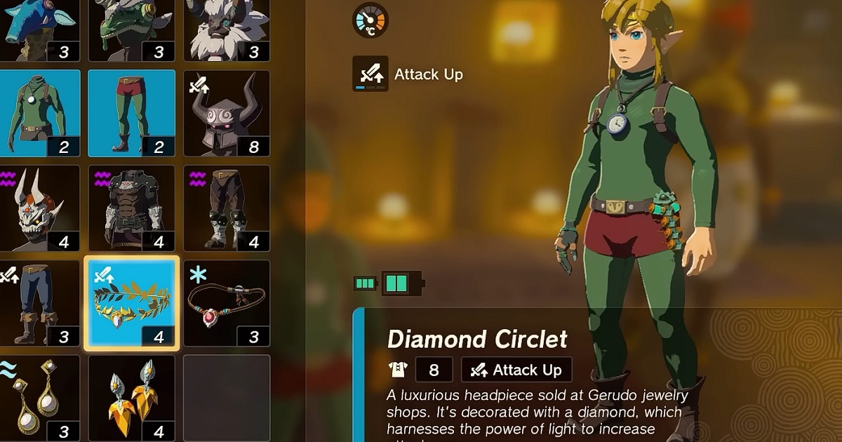 Zelda: Tears of the Kingdom Diamond Circlet Posizione ed elenco degli aggiornamenti