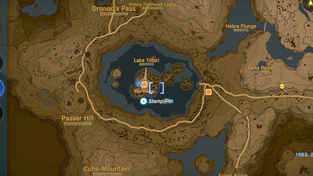 Mappa del villaggio di Zelda Tears of the Kingdom Rito