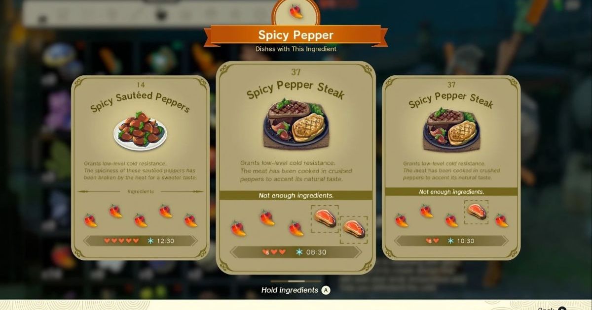 Zelda: Tears of the Kingdom: le migliori ricette per la resistenza al freddo