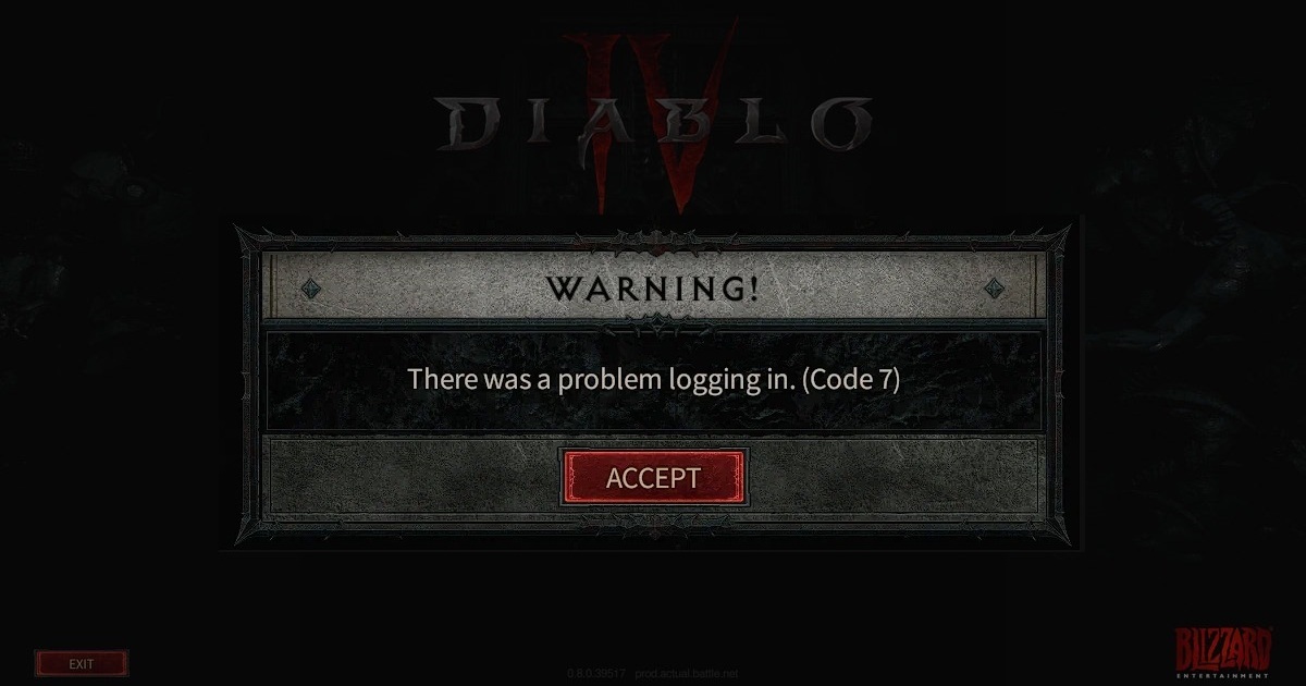 Correzione errore codice 7 di Diablo 4: soluzione "Si è verificato un problema durante l'accesso".