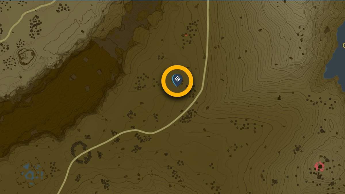 Posizione sulla mappa del Santuario Kiuyoyou in TotK. 