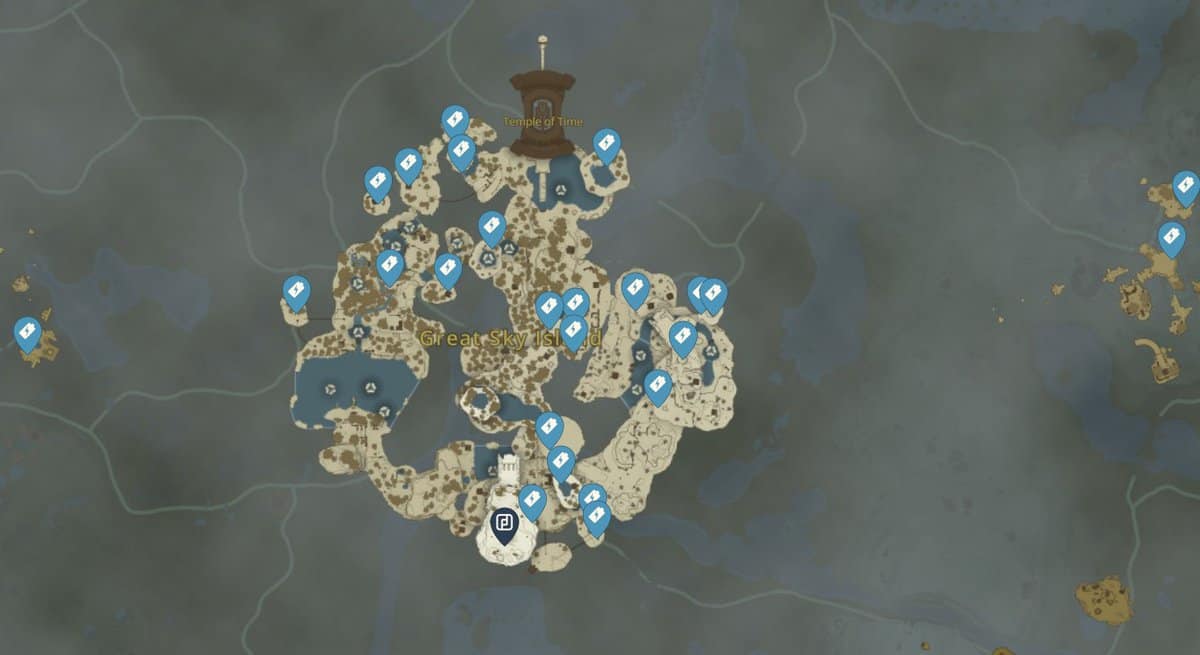 Posizione di Great Sky Island Zonai Charges in Zelda TotK