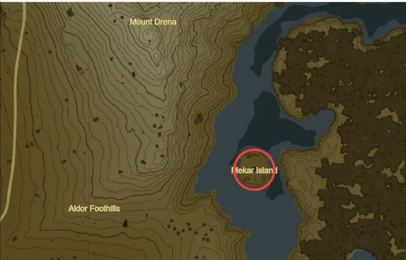 Posizione della lancia dell'abitante della foresta dell'isola di Mekar in Zelda TotK