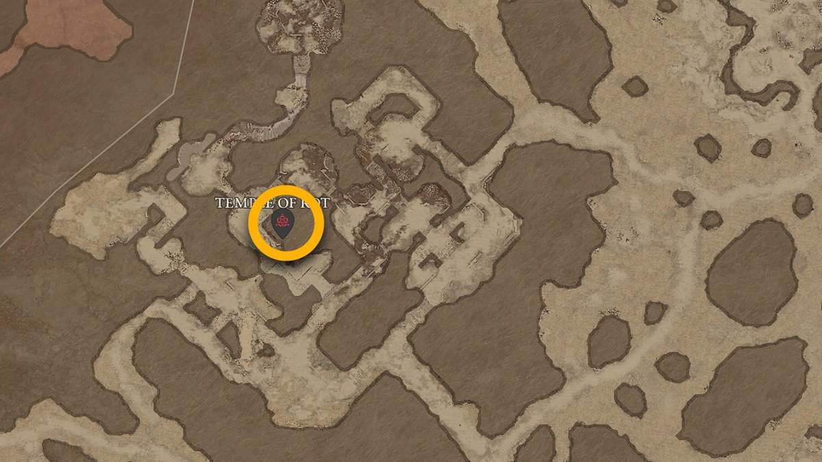 Posizione della roccaforte del Tempio di Rot in Diablo 4