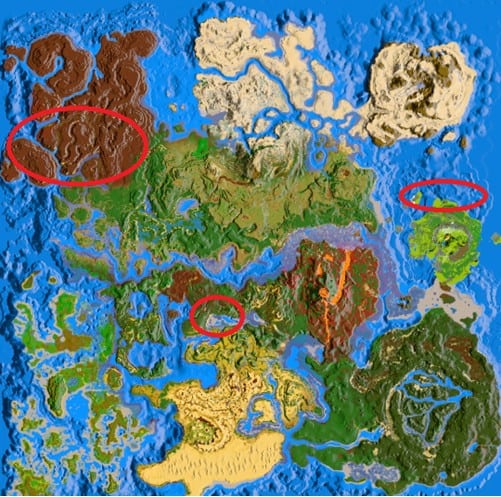 Ark Crystal Isles Dino spawn mappa