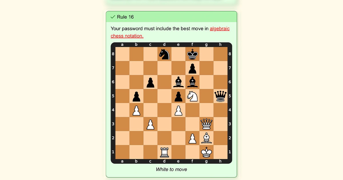 Gioco di password Regola 16: Come trovare la migliore mossa di scacchi in notazione algebrica