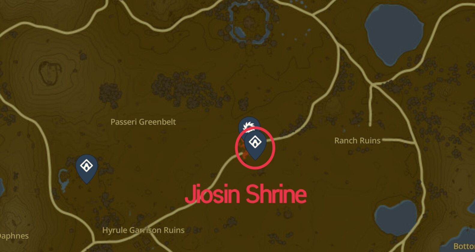 Posizione del Santuario di Jiosin in Zelda TotK