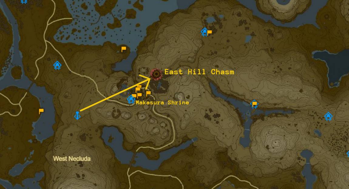 Posizione di Zelda Tears of the Kingdom East Hill Chasm