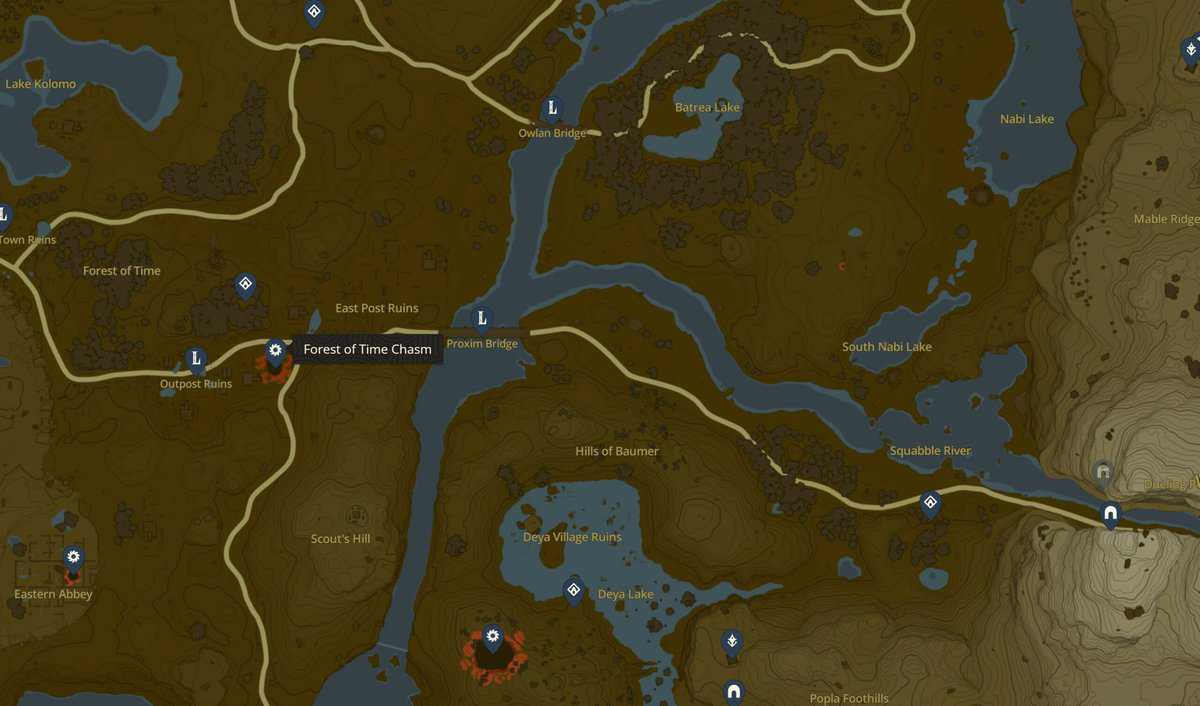 Posizione di Zelda Tears of the Kingdom Forest of Time Chasm