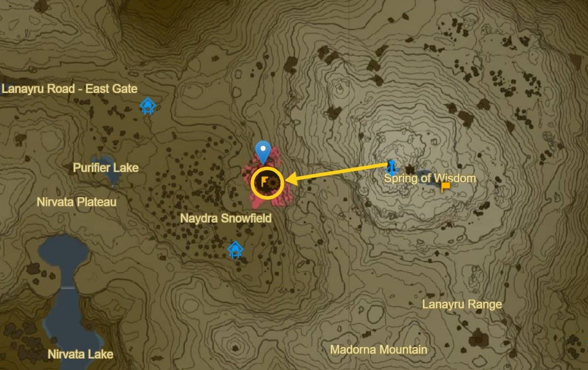 Zelda Tears of the Kingdom Naydra Snowfield Chasm location