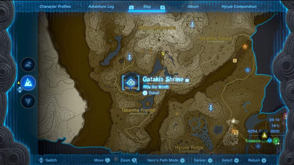 Posizione del Santuario di Gatakis in Zelda TotK