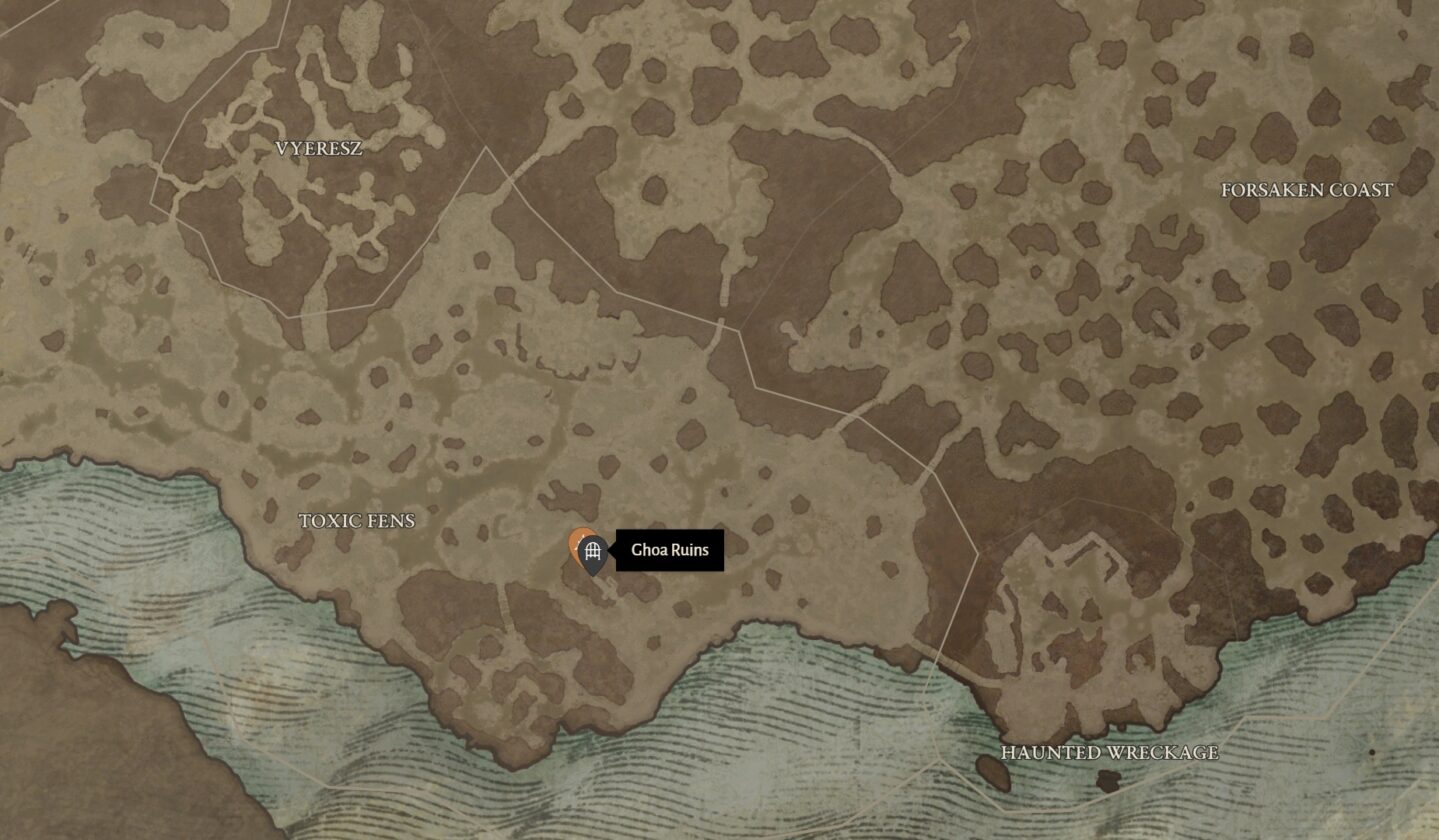 Posizione della mappa di Seahag annegata in Diablo 4