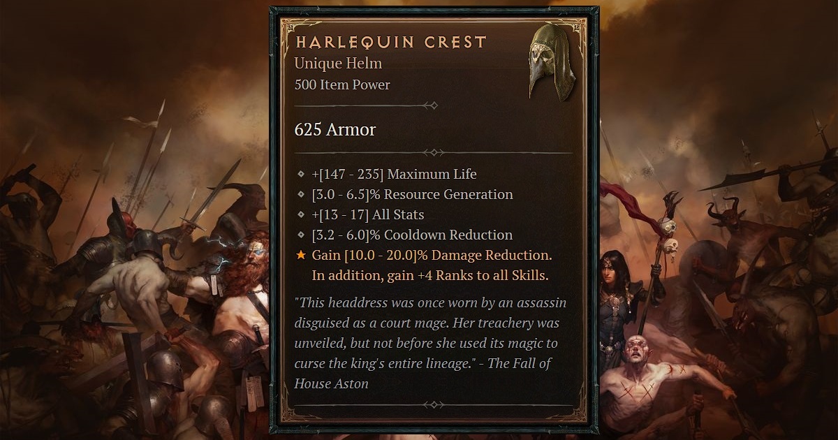 Diablo 4 Shako Drop: come ottenere l'elmo unico di Harlequin Crest