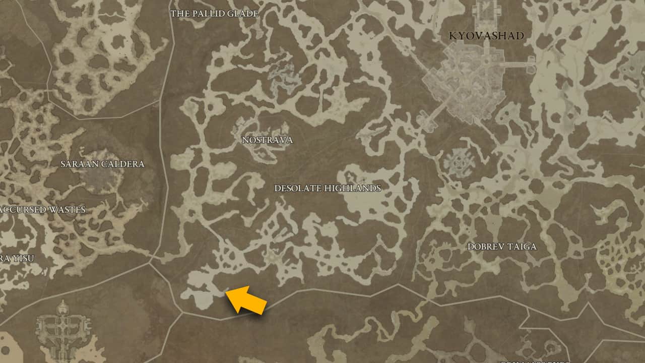 Posizione del dungeon degli archivi perduti in Diablo 4