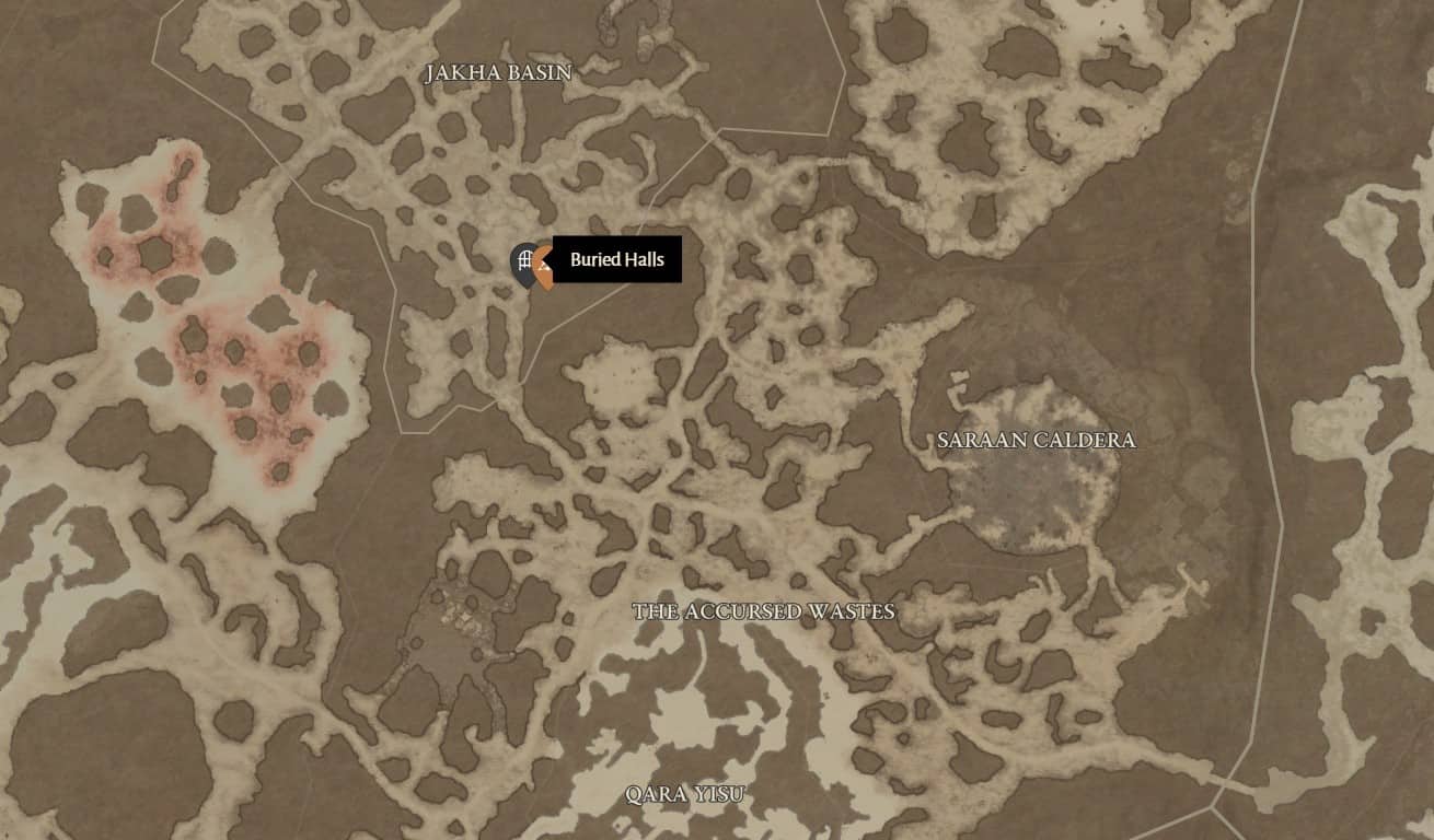 Posizione del dungeon delle Sale sepolte in Diablo 4