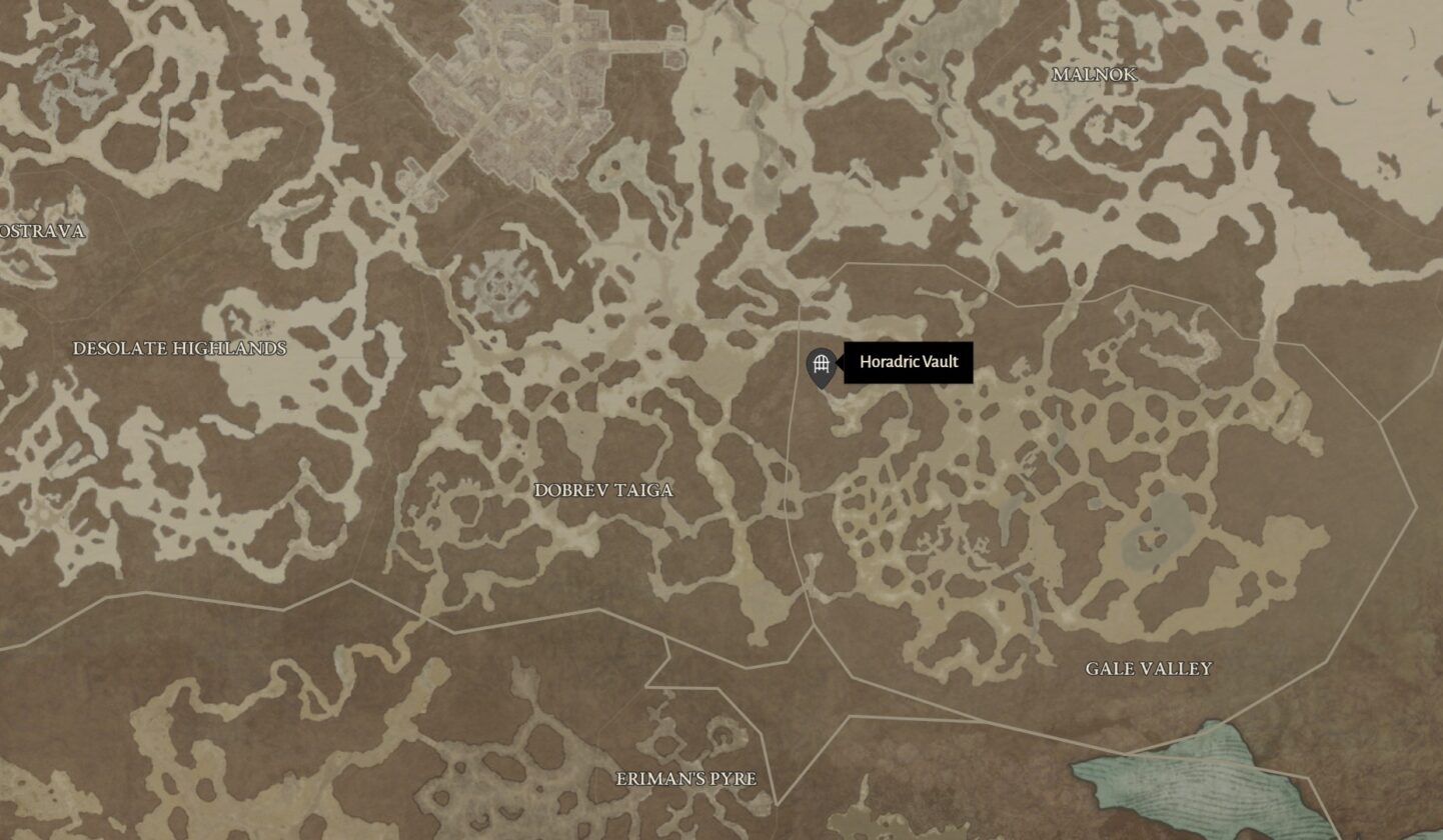 caveau horadric e posizione della mappa tchort in Diablo 4