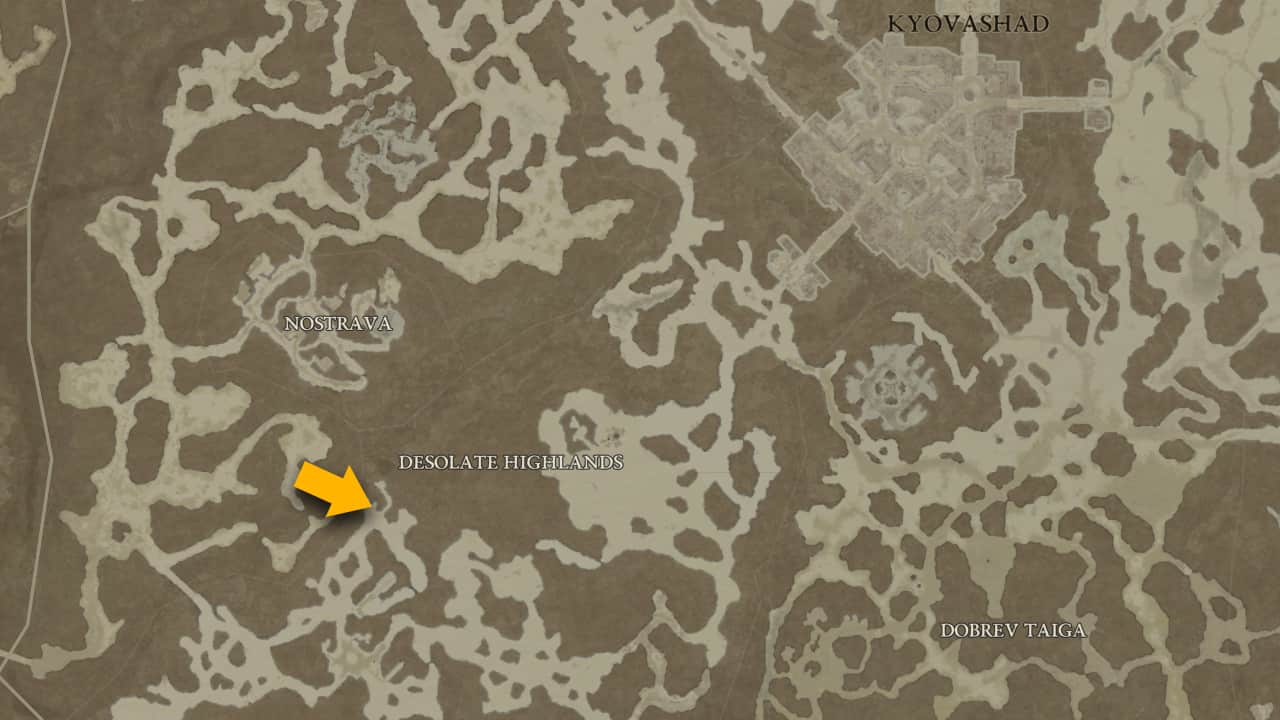 Posizione della mappa del dungeon delle Rovine Tormentate in Diablo 4