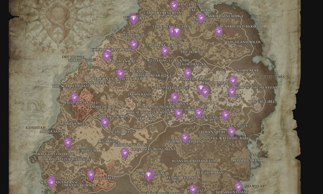 Tutte le posizioni dei fabbri in Diablo 4