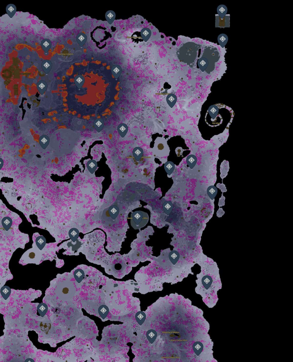 Zelda: Tears Of The Kingdom Mappa delle posizioni di Lightroots