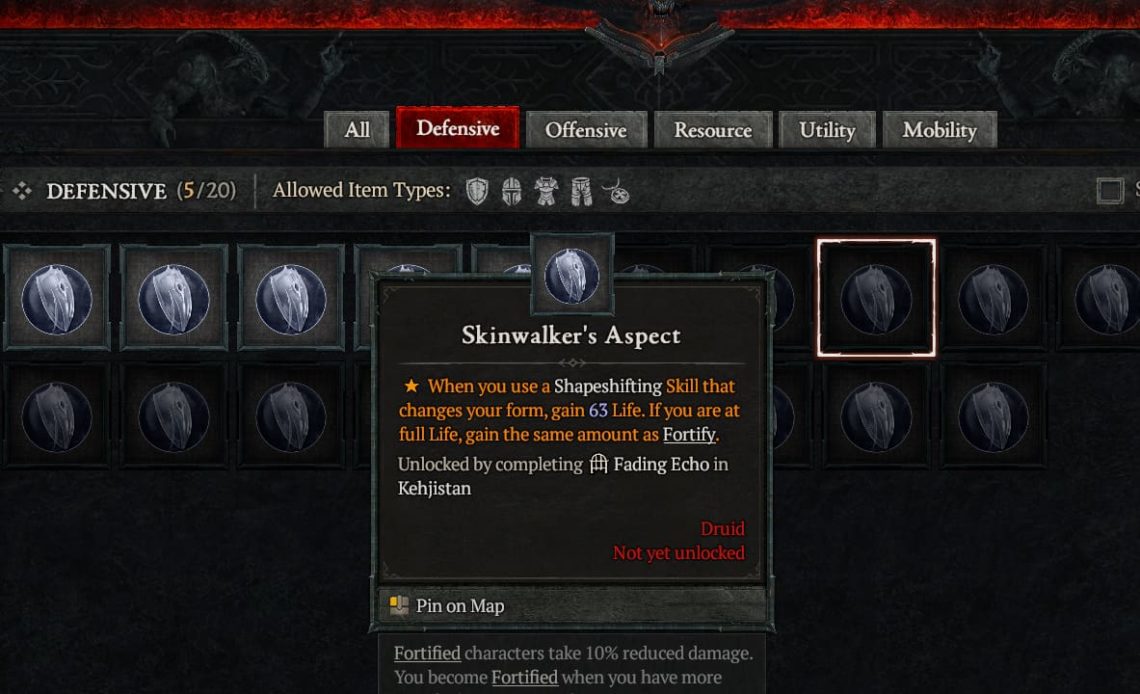 Diablo 4 Skinwalker's Aspect