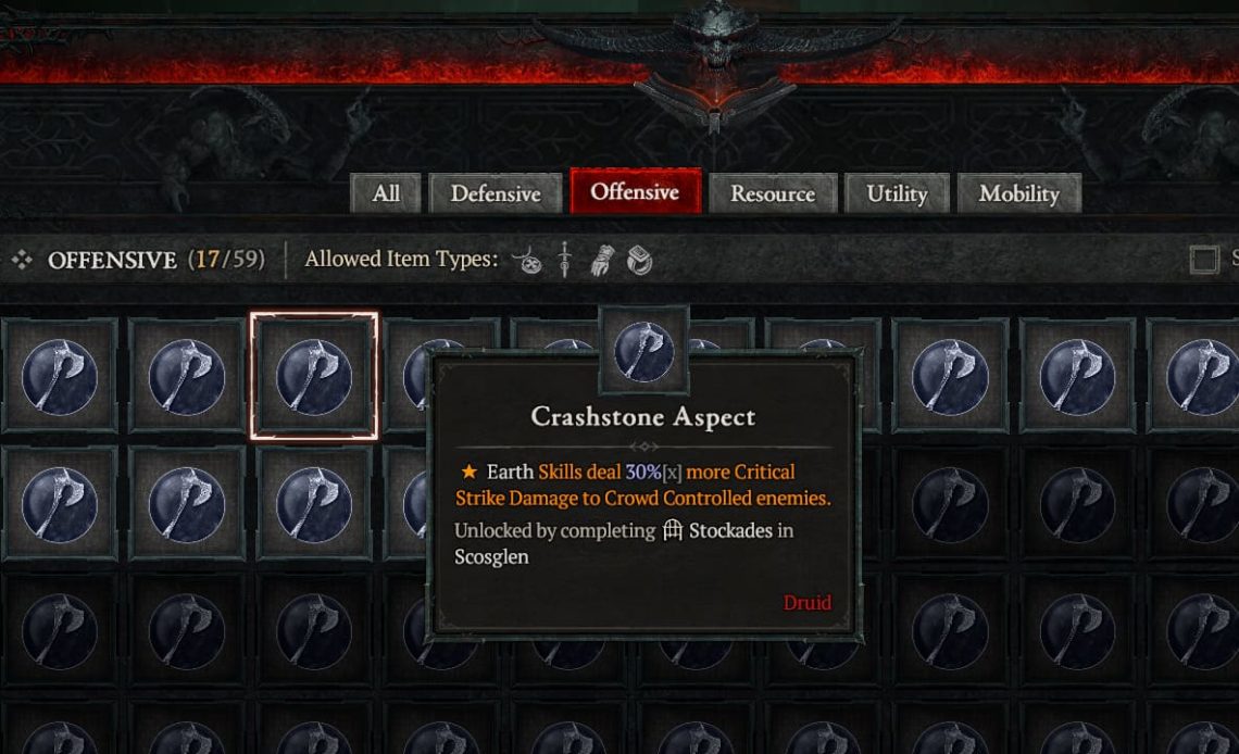 Diablo 4 Crashstone Aspect