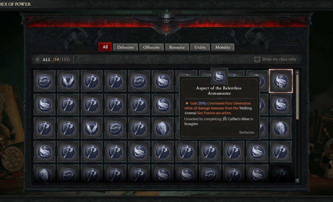 Aspect of the Relentless Armsmaster in Diablo 4