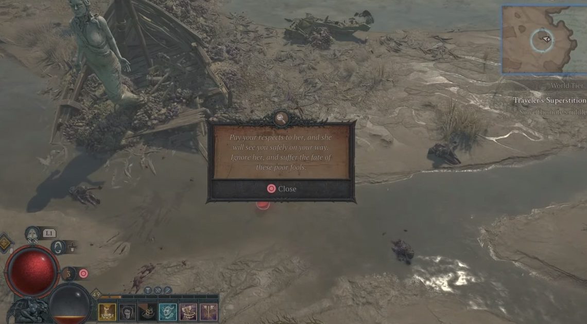 La superstizione del viaggiatore di Diablo 4: come risolvere l'indovinello "Paga i tuoi rispetti".
