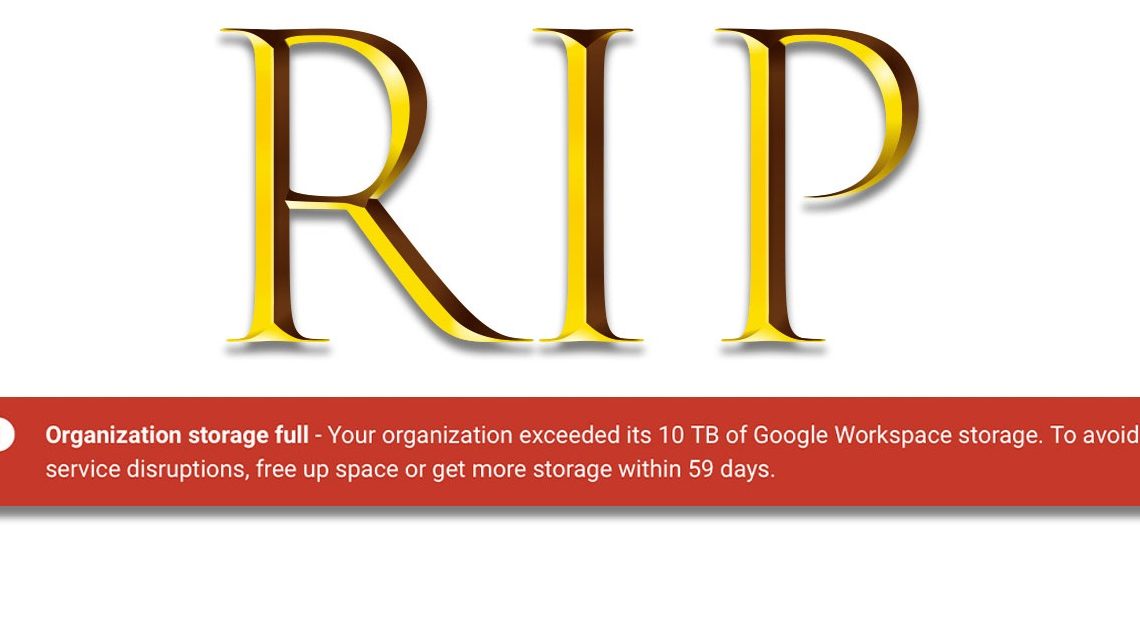 Non c'è più Google Drive illimitato?: Spazio di archiviazione di Google Workspace Enterprise pieno
