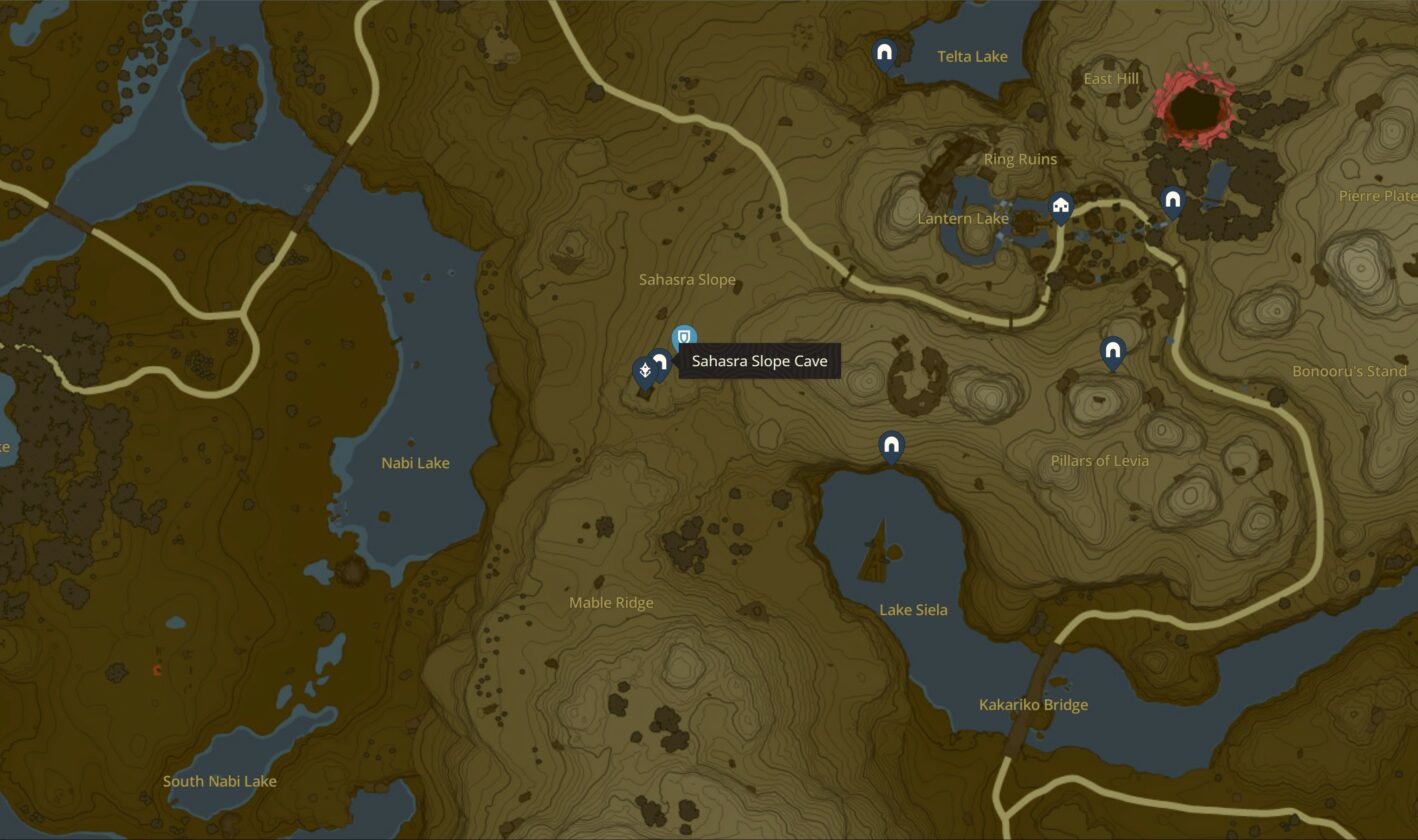 Posizione della grotta Sahasra Slope in Zelda TotK