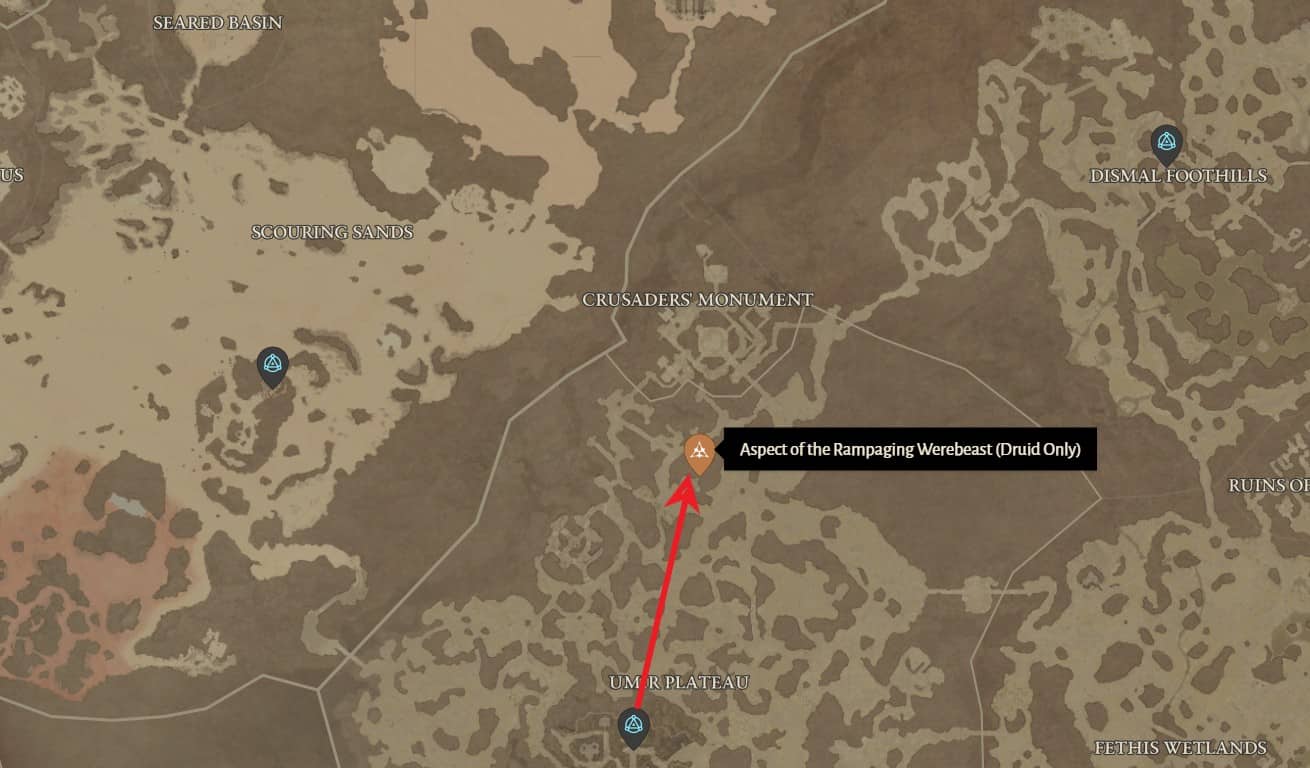 Aspetto della location della Bestia mannaro infuriata in Diablo 4