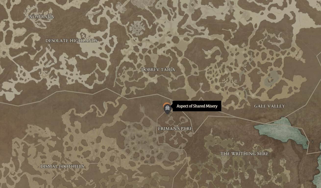 Aspetto della posizione della miseria condivisa in Diablo 4