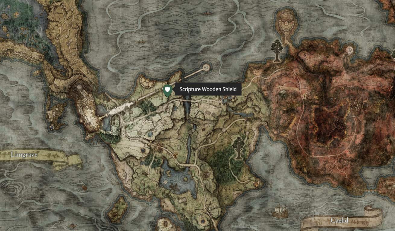 Posizione dello scudo di legno delle Scritture a Elden Ring