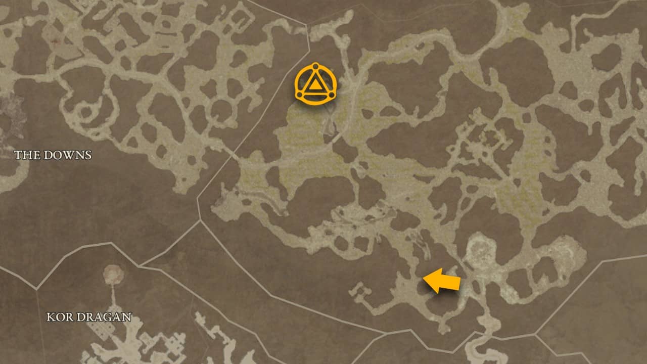 La posizione sulla mappa e il percorso migliore per il dungeon Hive in Diablo 4.