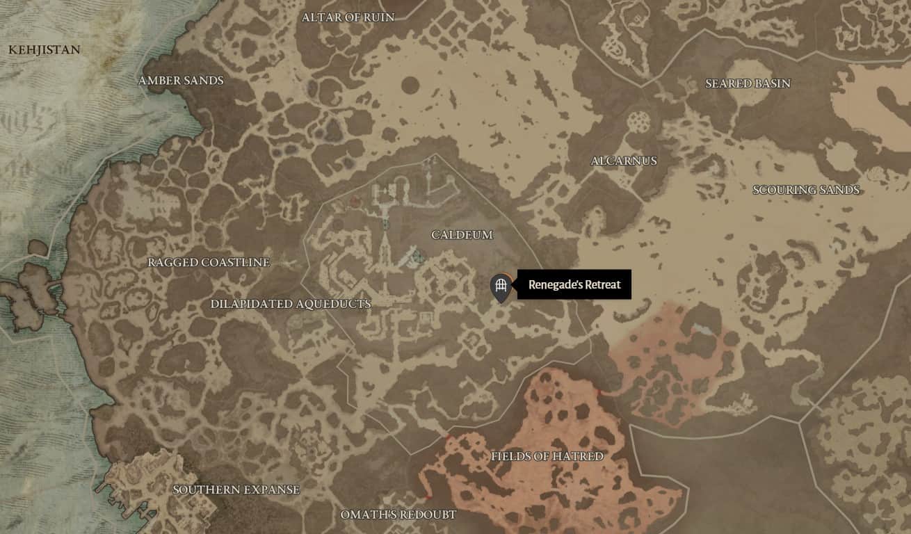 Posizione del ritiro di Renegade in Diablo 4