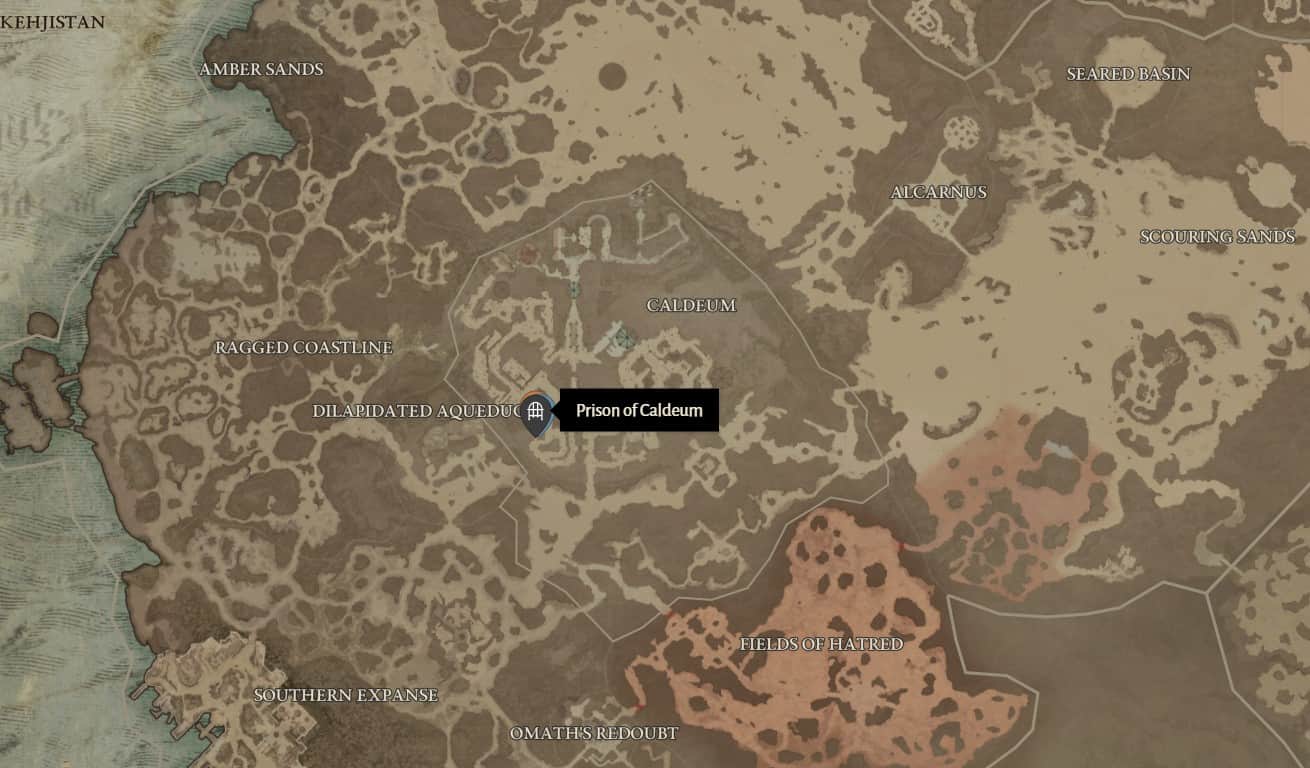 Posizione della prigione di Caldeum in Diablo 4