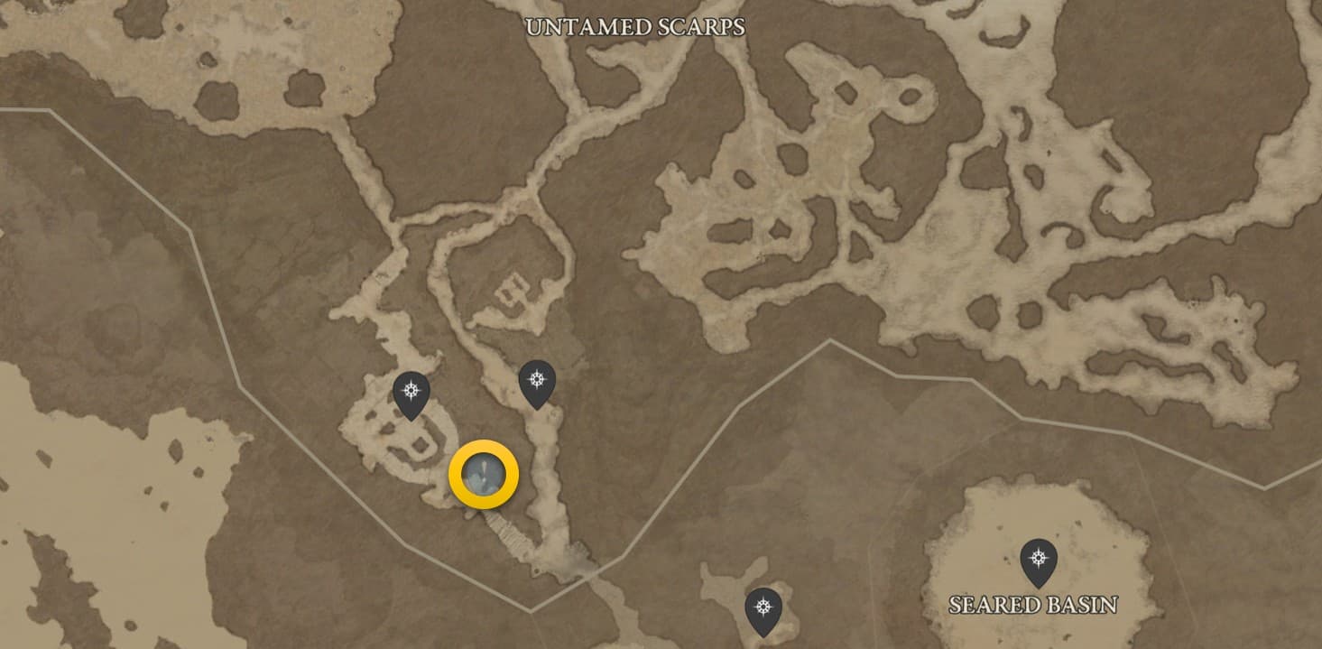 La posizione sulla mappa di Sale genera sale in Diablo 4.