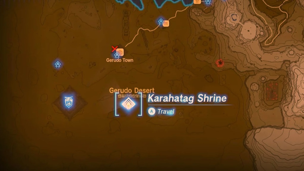 Zelda Tears of the Kingdom Mappa della posizione del santuario di Karahatag