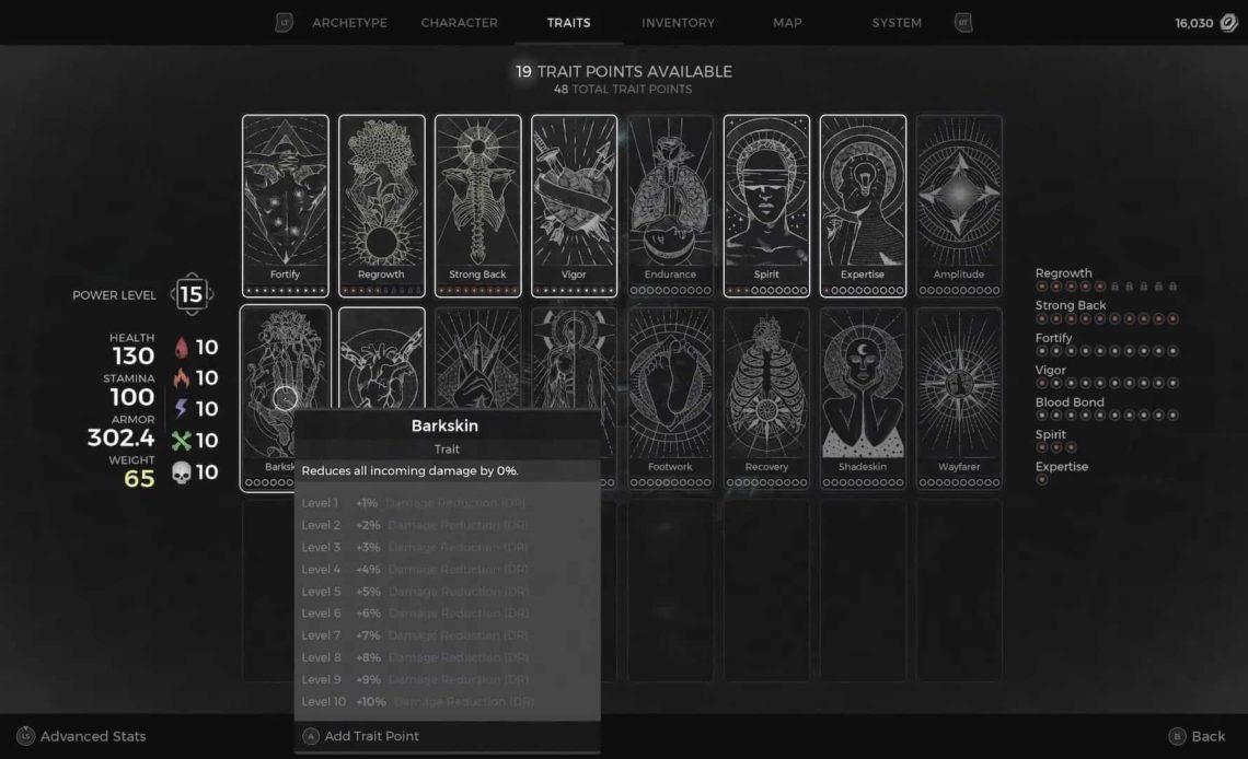 Remnant 2 Barkskin Trait