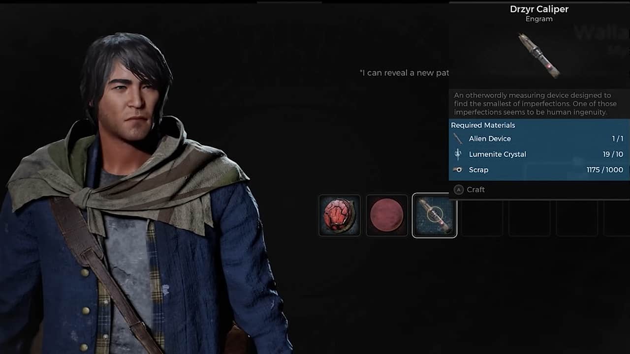 Parla con Wallace per creare l'engramma Calibro Drzyr per sbloccare la classe Ingegnere in Remnant 2. 