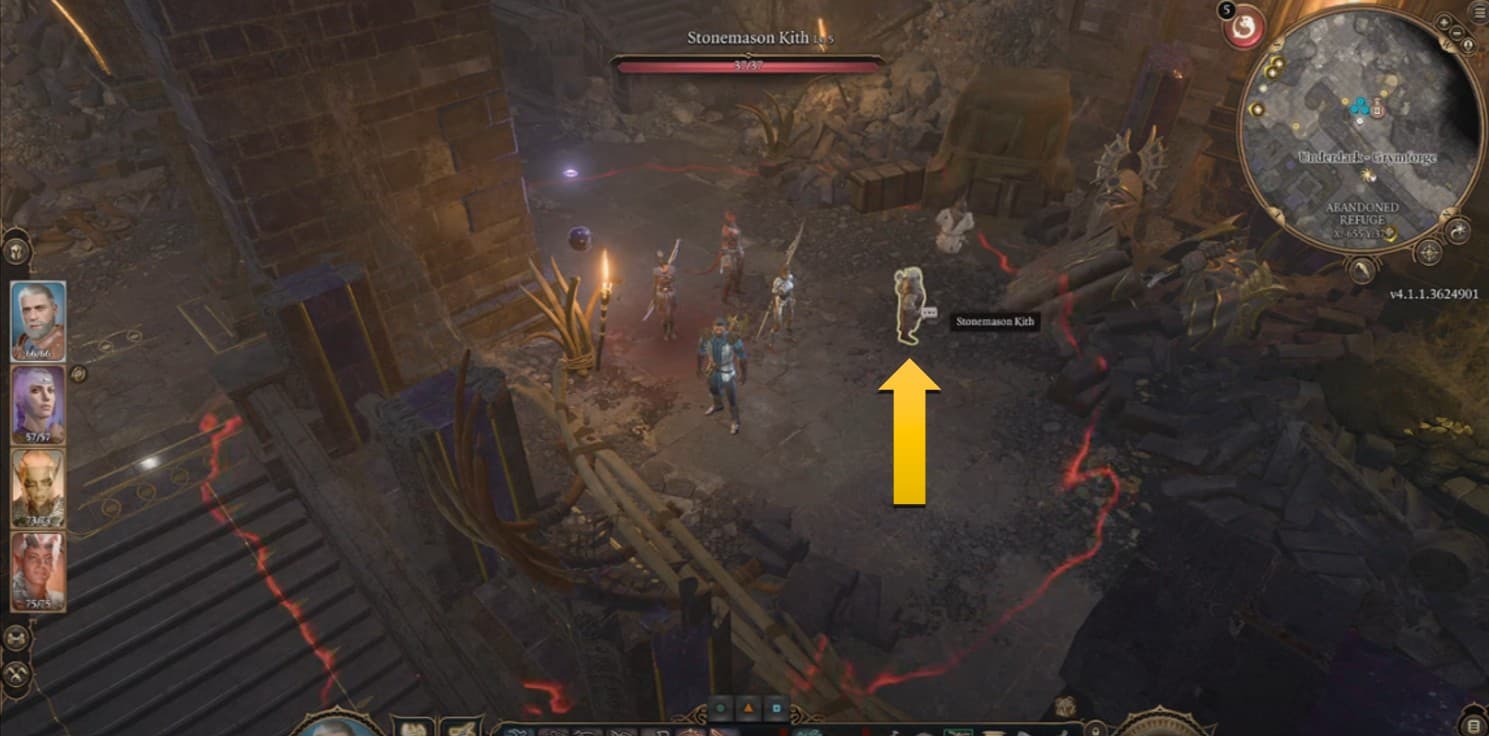 Parla con lo scalpellino Kith in BG3