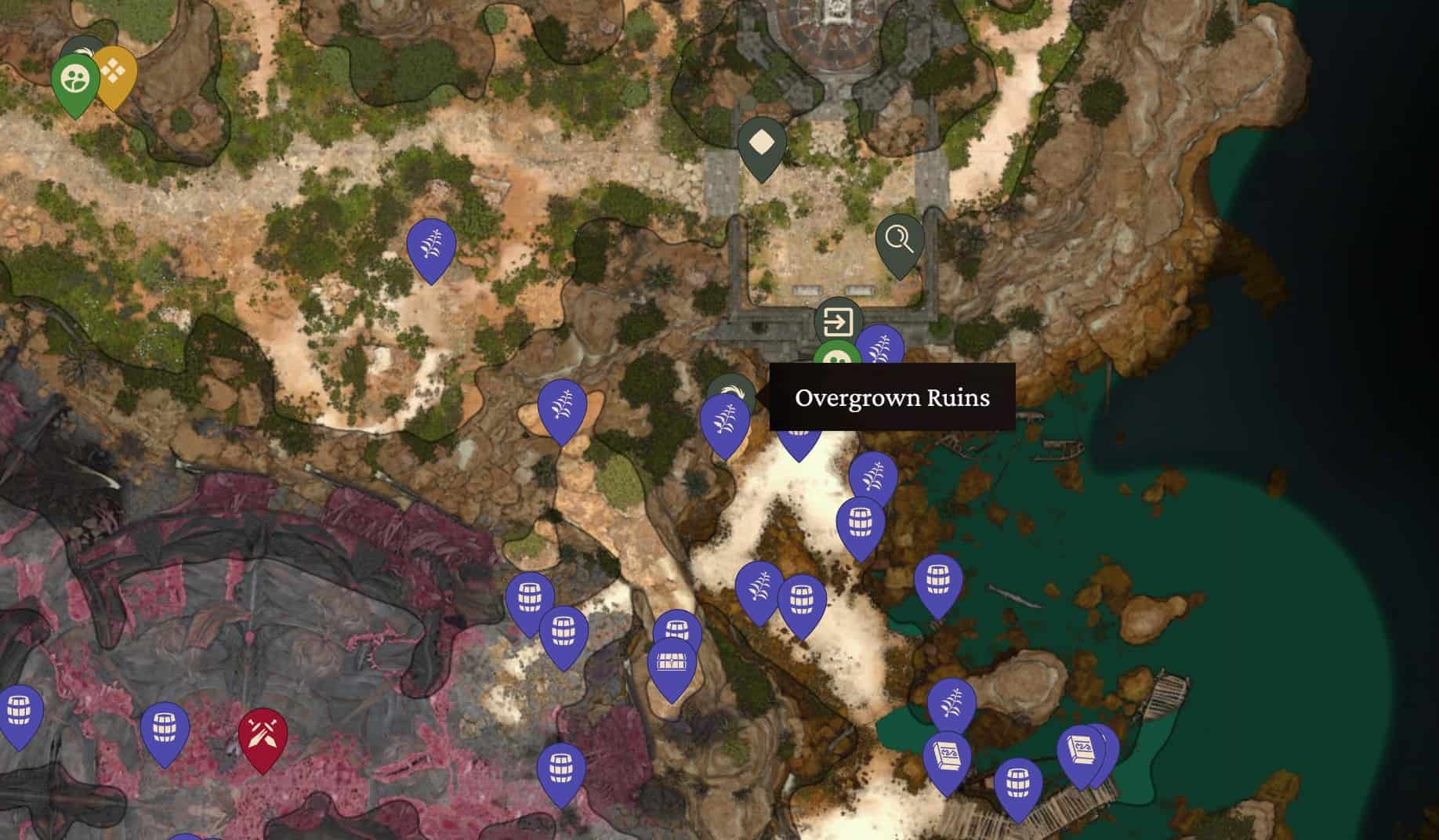 BG3 Rovine ricoperte di vegetazione Posizione della pala