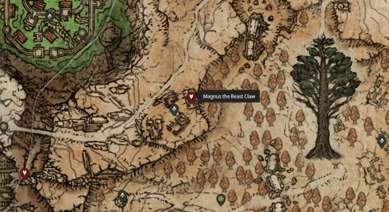Posizione dell'artiglio della bestia Magnus